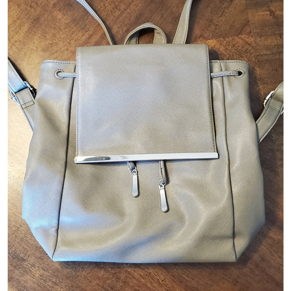 JustFab William Backpack Grey Faux Leather